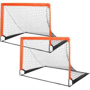 imageSimple Deluxe 4x3 Portable Soccer Goal Pop Up Folding Soccer Net Comes with 2 Oxford Cloth Bags and 8 Stakes Great for Training for Backyard 2 Set Orange ampamp Black