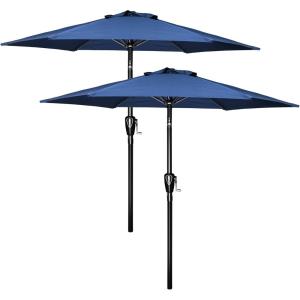 imageSimple Deluxe 75ft Patio Umbrella Outdoor Table Market Yard Umbrella with Round Umbrella Base Stand for Garden Deck Backyard Pool TanBlue2P