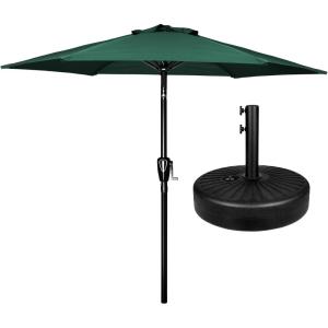 imageSimple Deluxe 75ft Patio Umbrella Outdoor Table Market Yard Umbrella with Round Umbrella Base Stand for Garden Deck Backyard Pool TanComboGreen