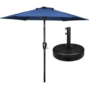 imageSimple Deluxe 75ft Patio Umbrella Outdoor Table Market Yard Umbrella with Round Umbrella Base Stand for Garden Deck Backyard Pool TanComboblue