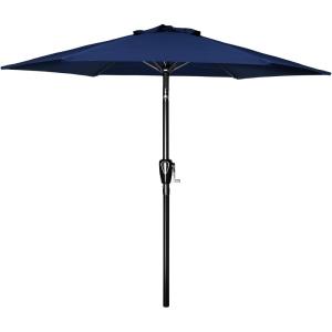 imageSimple Deluxe 75ft Patio Umbrella Outdoor Table Market Yard Umbrella with Round Umbrella Base Stand for Garden Deck Backyard Pool TanDark Blue