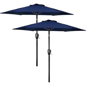 imageSimple Deluxe 75ft Patio Umbrella Outdoor Table Market Yard Umbrella with Round Umbrella Base Stand for Garden Deck Backyard Pool TanDark Blue2P