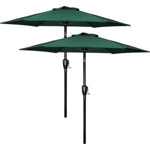 imageSimple Deluxe 75ft Patio Umbrella Outdoor Table Market Yard Umbrella with Round Umbrella Base Stand for Garden Deck Backyard Pool TanGreen2P