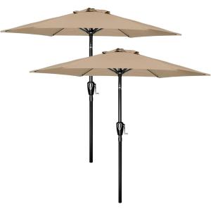 imageSimple Deluxe 75ft Patio Umbrella Outdoor Table Market Yard Umbrella with Round Umbrella Base Stand for Garden Deck Backyard Pool TanTan2P