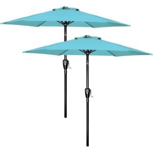 imageSimple Deluxe 75ft Patio Umbrella Outdoor Table Market Yard Umbrella with Round Umbrella Base Stand for Garden Deck Backyard Pool TanTurquoise2P