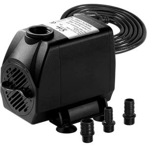 imageSimple Deluxe 800GPH Bottom Suction Submersible Pump 3000LH 60W with 98ft High Lift Fountain Pump with 3 Nozzles for Fish Tank Pond Aquarium Hydroponics550 GPH
