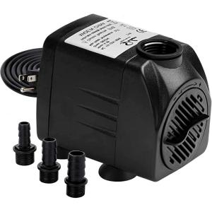 imageSimple Deluxe 800GPH Bottom Suction Submersible Pump 3000LH 60W with 98ft High Lift Fountain Pump with 3 Nozzles for Fish Tank Pond Aquarium Hydroponics290GPH