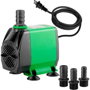 imageSimple Deluxe 800GPH Bottom Suction Submersible Pump 3000LH 60W with 98ft High Lift Fountain Pump with 3 Nozzles for Fish Tank Pond Aquarium Hydroponics800GPH