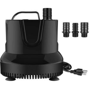 imageSimple Deluxe 800GPH Bottom Suction Submersible Pump 3000LH 60W with 98ft High Lift Fountain Pump with 3 Nozzles for Fish Tank Pond Aquarium Hydroponics1056GPHNew