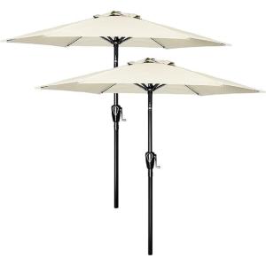 imageSimple Deluxe 9 Patio Umbrella Replacement Canopy Only Outdoor Table Market Yard Umbrella Replacement Top Cover with 8 Ribs Red2PCreamy White