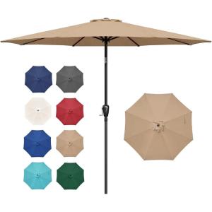 imageSimple Deluxe 9 Patio Umbrella Replacement Canopy Only Outdoor Table Market Yard Umbrella Replacement Top Cover with 8 Ribs Red9ftTan Update