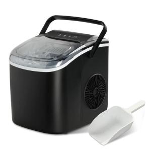 imageSimple Deluxe Ice Maker Machine for Countertop 9 Ice Cubes Ready in 6 Mins 26lbs Ice24Hrs Portable Ice Machine with Scoop ampamp Basket SelfClean for Home Kitchen Office Bar Party Black HZB12H