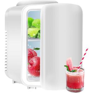 imageSimple Deluxe Portable Mini Fridge 4L6 Can Cooler and Warmer Compact Refrigerator for Skincare Cosmetics Beverage Food for Bedroom 4 L White