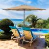 imageSimple Deluxe Patio Umbrella Outdoor UV Protection Sunshade with Push Button TiltCrank and 8 Sturdy Ribs for Table Garden Lawn Beach Pool2P9ftTan