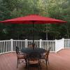 imageSimple Deluxe Patio Umbrella Outdoor UV Protection Sunshade with Push Button TiltCrank and 8 Sturdy Ribs for Table Garden Lawn Beach PoolRound BaseLightUmbrellaRed
