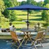 imageSimple Deluxe Patio Umbrella Outdoor UV Protection Sunshade with Push Button TiltCrank and 8 Sturdy Ribs for Table Garden Lawn Beach PoolRound BaseUmbrellaBlue