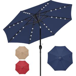 imageSimple Deluxe 9 Solar Umbrella 32 LED Lighted Patio Umbrella Table Market Umbrella for Garden Deck Backyard and PoolDark Blue