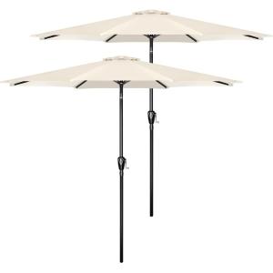 imageSimple Deluxe Patio Umbrella Outdoor UV Protection Sunshade with Push Button TiltCrank and 8 Sturdy Ribs for Table Garden Lawn Beach Pool2P9ftBeige