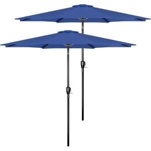 imageSimple Deluxe Patio Umbrella Outdoor UV Protection Sunshade with Push Button TiltCrank and 8 Sturdy Ribs for Table Garden Lawn Beach Pool2P9ftBlue