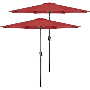 imageSimple Deluxe Patio Umbrella Outdoor UV Protection Sunshade with Push Button TiltCrank and 8 Sturdy Ribs for Table Garden Lawn Beach Pool2P9ftRed