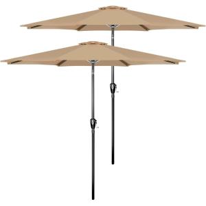 imageSimple Deluxe Patio Umbrella Outdoor UV Protection Sunshade with Push Button TiltCrank and 8 Sturdy Ribs for Table Garden Lawn Beach Pool2P9ftTan