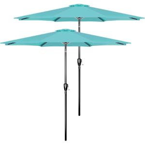 imageSimple Deluxe Patio Umbrella Outdoor UV Protection Sunshade with Push Button TiltCrank and 8 Sturdy Ribs for Table Garden Lawn Beach Pool2P9ftTurquoise