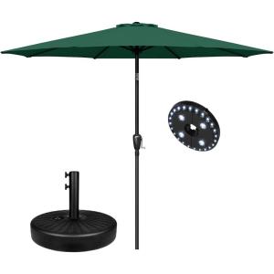 imageSimple Deluxe Patio Umbrella Outdoor UV Protection Sunshade with Push Button TiltCrank and 8 Sturdy Ribs for Table Garden Lawn Beach PoolRound BaseLightUmbrellaGreen