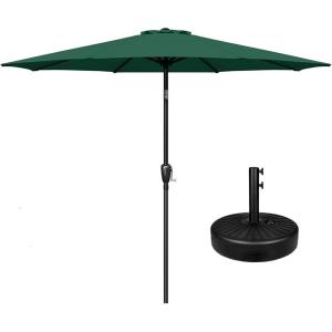 imageSimple Deluxe Patio Umbrella Outdoor UV Protection Sunshade with Push Button TiltCrank and 8 Sturdy Ribs for Table Garden Lawn Beach PoolRound BaseUmbrellaGreen
