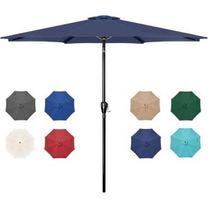 imageSimple Deluxe Patio Umbrella Outdoor UV Protection Sunshade with Push Button TiltCrank and 8 Sturdy Ribs for Table Garden Lawn Beach PoolUmbrellaDark Blue