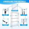 imageSimple Deluxe 5Tier Heavy Duty Storage Shelves 1750 Lbs Loading Capacity 3543quot W x 1772quot D x 7087quot H Adjustable Shelving Unit with Wheels ChromeChrome