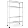 imageSimple Deluxe 5Tier Heavy Duty Storage Shelves 1750 Lbs Loading Capacity 3543quot W x 1772quot D x 7087quot H Adjustable Shelving Unit with Wheels ChromeChrome
