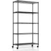 imageSimple Deluxe 5Tier Heavy Duty Storage Shelves 1750 Lbs Loading Capacity 3543quot W x 1772quot D x 7087quot H Adjustable Shelving Unit with Wheels ChromeBlack