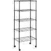 imageSimple Deluxe 5Tier Heavy Duty Storage Shelves 1750 Lbs Loading Capacity 3543quot W x 1772quot D x 7087quot H Adjustable Shelving Unit with Wheels ChromeBlack