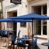 imageSimple Deluxe 9ft Outdoor Market Table Patio Umbrella with Button TiltBlueBlack