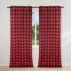 imageSimple Deluxe Buffalo Check Kitchen Tier Curtains Plaid Gingham Small Curtain for Half Cafe Windows 26quot W x 45quot L Black and RedBlack and Red