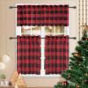 imageSimple Deluxe Buffalo Check Kitchen Tier Curtains Plaid Gingham Small Curtain for Half Cafe Windows 26quot W x 45quot L Black and RedBlack and Red