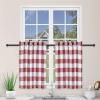 imageSimple Deluxe Buffalo Check Kitchen Tier Curtains Plaid Gingham Small Curtain for Half Cafe Windows 26quot W x 45quot L Black and RedWhite and Red