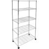 imageSimple Deluxe Heavy Duty 4Shelf Shelving with Wheels 3543quot D x 1772quot W x 6102quot H Adjustable Steel Organizer Wire Rack 1000 Lb Capacity ChromeChrome
