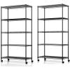 imageSimple Deluxe Heavy Duty 4Shelf Shelving with Wheels 3543quot D x 1772quot W x 6102quot H Adjustable Steel Organizer Wire Rack 1000 Lb Capacity ChromeBlack
