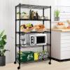 imageSimple Deluxe Heavy Duty 4Shelf Shelving with Wheels 3543quot D x 1772quot W x 6102quot H Adjustable Steel Organizer Wire Rack 1000 Lb Capacity ChromeBlack