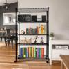 imageSimple Deluxe Heavy Duty 4Shelf Shelving with Wheels 3543quot D x 1772quot W x 6102quot H Adjustable Steel Organizer Wire Rack 1000 Lb Capacity ChromeBlack