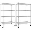 imageSimple Deluxe Heavy Duty 4Shelf Shelving with Wheels 3543quot D x 1772quot W x 6102quot H Adjustable Steel Organizer Wire Rack 1000 Lb Capacity ChromeChrome