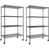 imageSimple Deluxe Heavy Duty 4Shelf Shelving with Wheels 3543quot D x 1772quot W x 6102quot H Adjustable Steel Organizer Wire Rack 1000 Lb Capacity ChromeBlack