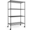 imageSimple Deluxe Heavy Duty 4Shelf Shelving with Wheels 3543quot D x 1772quot W x 6102quot H Adjustable Steel Organizer Wire Rack 1000 Lb Capacity ChromeBlack