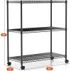 imageSimple Deluxe Heavy Duty 4Shelf Shelving with Wheels 3543quot D x 1772quot W x 6102quot H Adjustable Steel Organizer Wire Rack 1000 Lb Capacity ChromeBlack