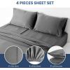 imageSimple Deluxe Queen Size Sheet Set 4 Piece Hotel Luxury Bed Sheets Wrinkle Free  Deep Pockets  Breathable ampamp Cooling Sheet Easy Care Queen GreyGrey New