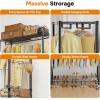 imageSimple Deluxe Rolling Clothes Rack Heavy Duty Clothing Rack 3Shelf Portable Adjustable Garment Rack with Wheels Wardrobe Closet with Side Hooks 433quot W x 177quot D x 803quot H BlackBlack Basic