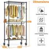 imageSimple Deluxe Rolling Clothes Rack Heavy Duty Clothing Rack 3Shelf Portable Adjustable Garment Rack with Wheels Wardrobe Closet with Side Hooks 433quot W x 177quot D x 803quot H BlackBlack Medium