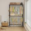 imageSimple Deluxe Rolling Clothes Rack Heavy Duty Clothing Rack 3Shelf Portable Adjustable Garment Rack with Wheels Wardrobe Closet with Side Hooks 433quot W x 177quot D x 803quot H BlackBlack Basic