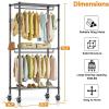 imageSimple Deluxe Rolling Clothes Rack Heavy Duty Clothing Rack 3Shelf Portable Adjustable Garment Rack with Wheels Wardrobe Closet with Side Hooks 433quot W x 177quot D x 803quot H BlackBlack Basic